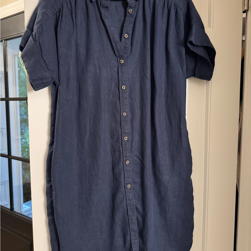 J. Crew Dark Blue Casual linen Shirt dress
